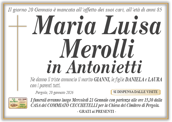 Necrologio di Maria Luisa Merolli