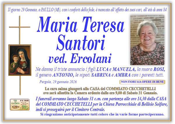 manifesto funebre di Santori Maria Teresa