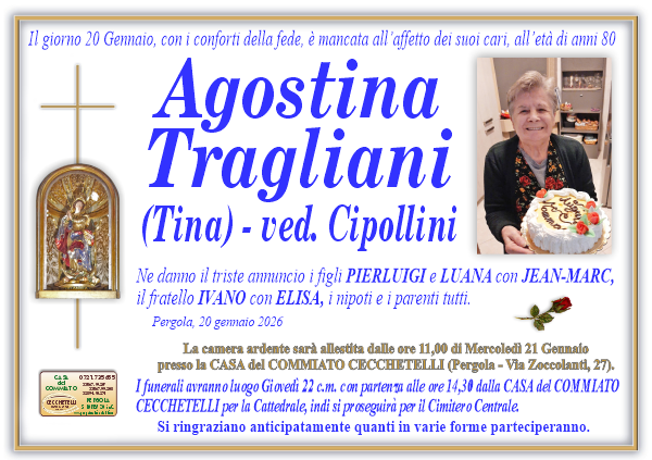 Necrologio di Agostina Tragliani