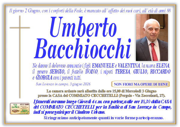 Necrologio di Umberto Bacchiocchi