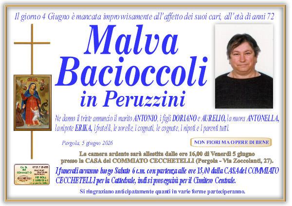 Necrologio di Malva Bacioccoli
