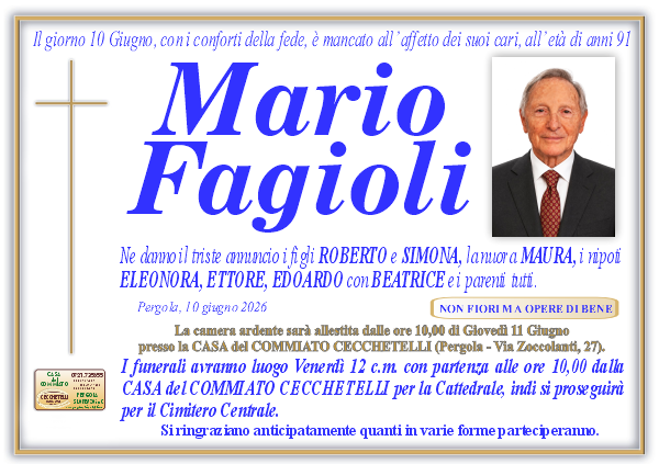 manifesto funebre di Fagioli Mario
