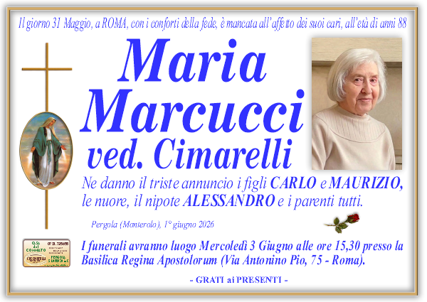 Necrologio di Maria Marcucci