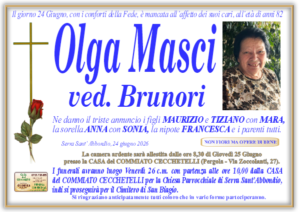 manifesto funebre di Masci Olga