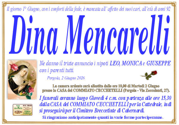 Necrologio di Dina Mencarelli