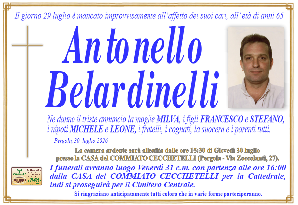 manifesto funebre di Belardinelli Antonello