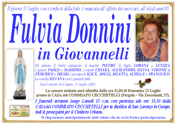 manifesto funebre di Donnini Fulvia