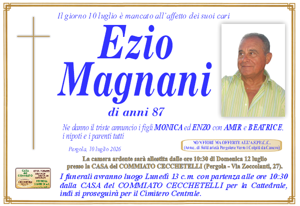 manifesto funebre di Magnani Ezio