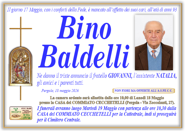 manifesto funebre di Baldelli Bino