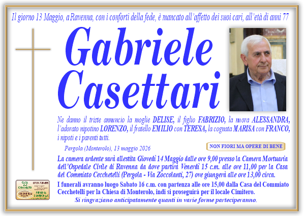 manifesto funebre di Casettari Gabriele