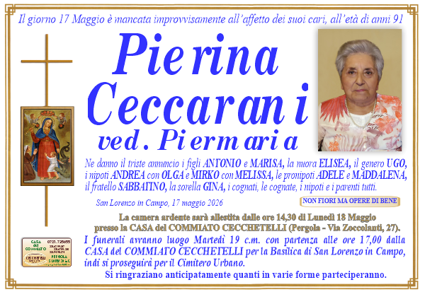 manifesto funebre di Ceccarani Pierina