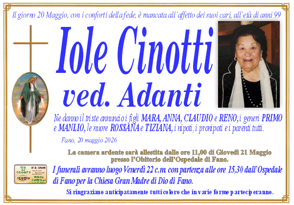 manifesto funebre di Cinotti Iole