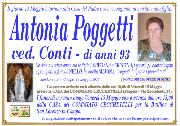 manifesto funebre di Poggetti Antonia