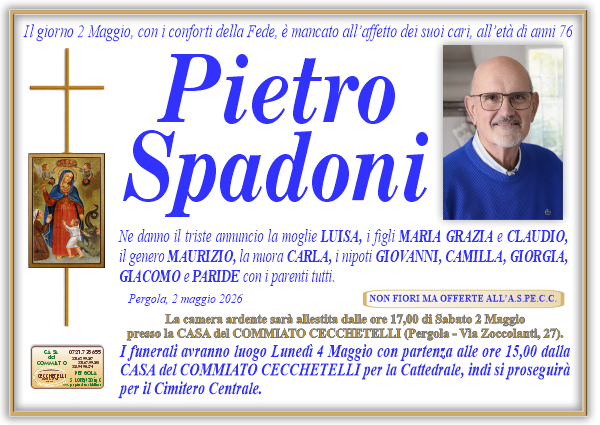 manifesto funebre di Spadoni Pietro