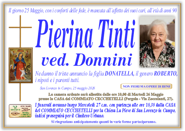manifesto funebre di Tinti Pierina