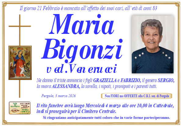 manifesto funebre di Bigonzi Maria