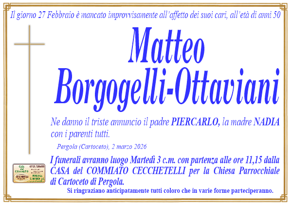manifesto funebre di Borgogelli Ottaviani Matteo