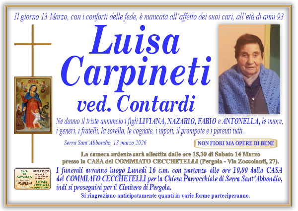 manifesto funebre di Carpineti Luisa