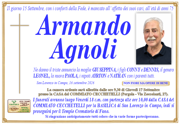 Necrologio di Armando Agnoli