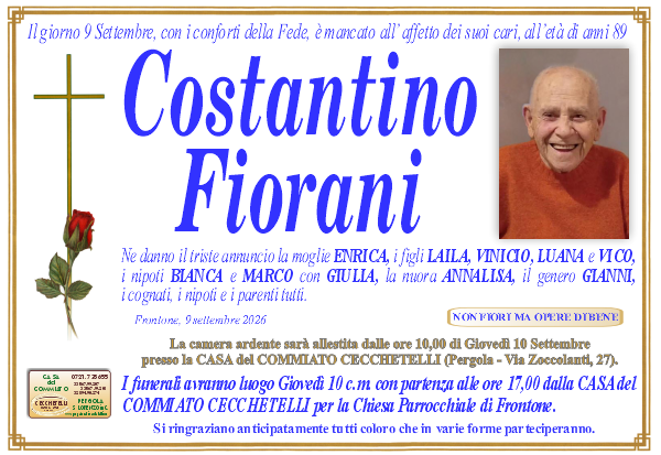 manifesto funebre di Fiorani Costantino