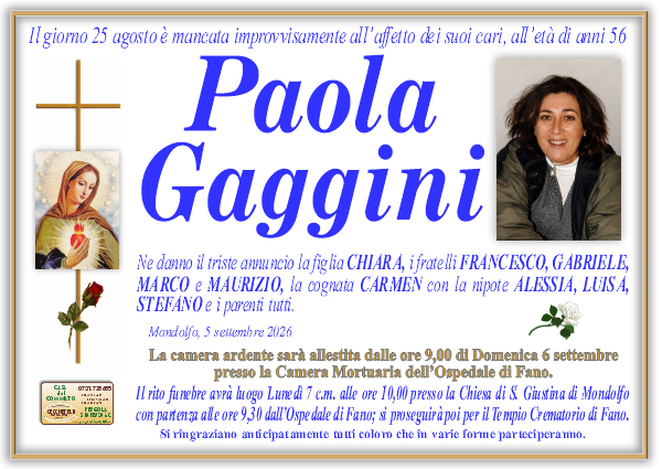 Necrologio di Paola Gaggini