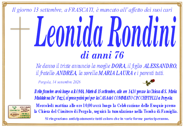 manifesto funebre di Rondini Leonida