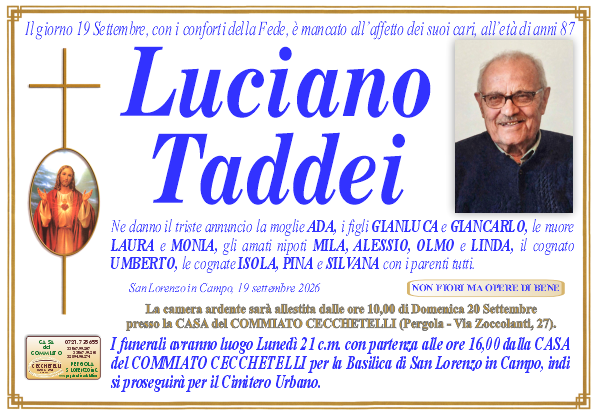 Necrologio di Luciano Taddei