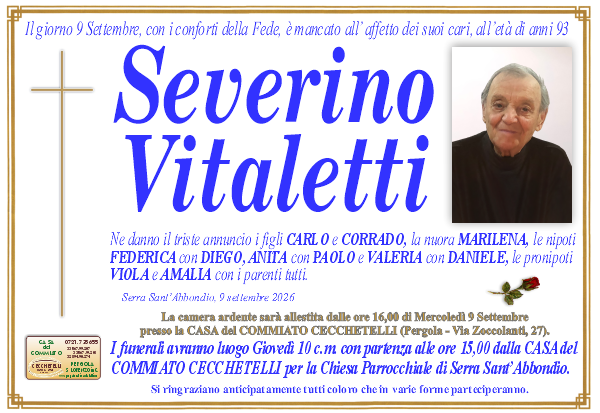 manifesto funebre di Vitaletti Severino